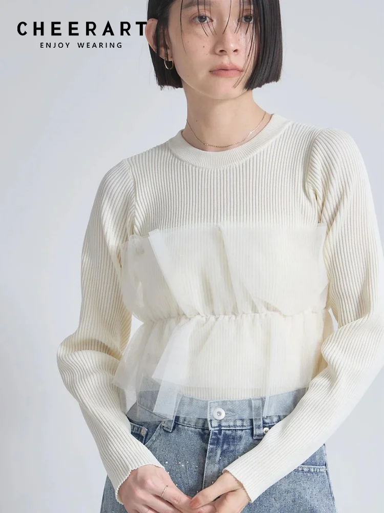 CHEERART Designer Knit Peplum Tops Long Sleeve Ribbled Pullovers Beige Black Grey Blouse Women 2025 Spring Fashion Clothes
CHEERART Designer Knit Peplum Tops Long Sleeve Ribbled Pullovers Beige Black Grey Blouse Women 2025 Spring Fashion Clothes