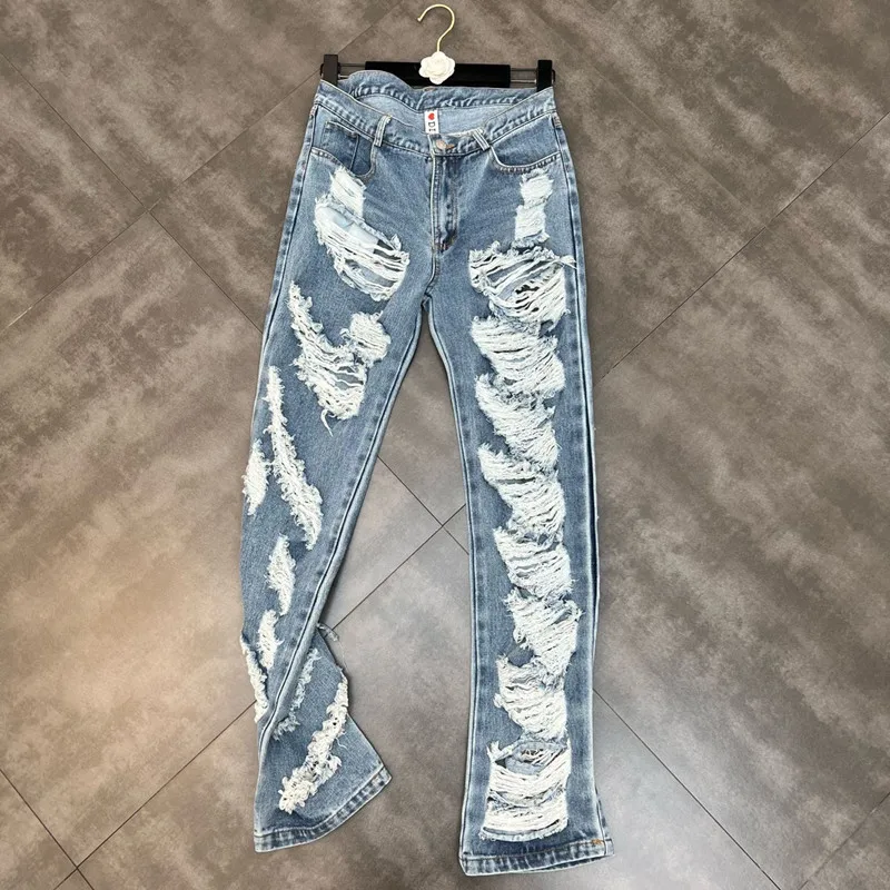 Streetwear personality Ripped Hollow Out Jeans Women Mid-Waist Spring Summer Thin Loose Straight Denim Pants s330
Streetwear personality Ripped Hollow Out Jeans Women Mid-Waist Spring Summer Thin Loose Straight Denim Pants s330