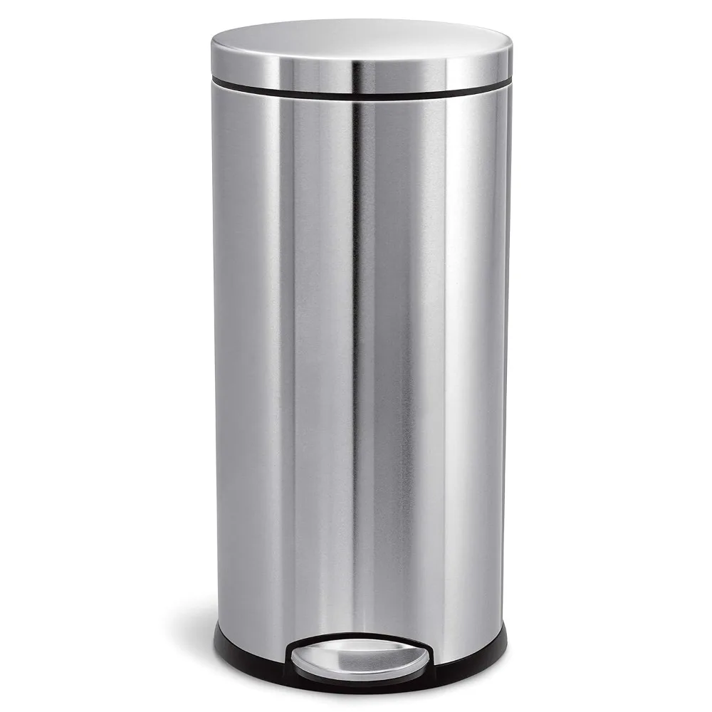 30 Liter / 8 Gallon Round Step Trash Can, Brushed Stainless Steel Trash can only
30 Liter / 8 Gallon Round Step Trash Can, Brushed Stainless Steel Trash can only