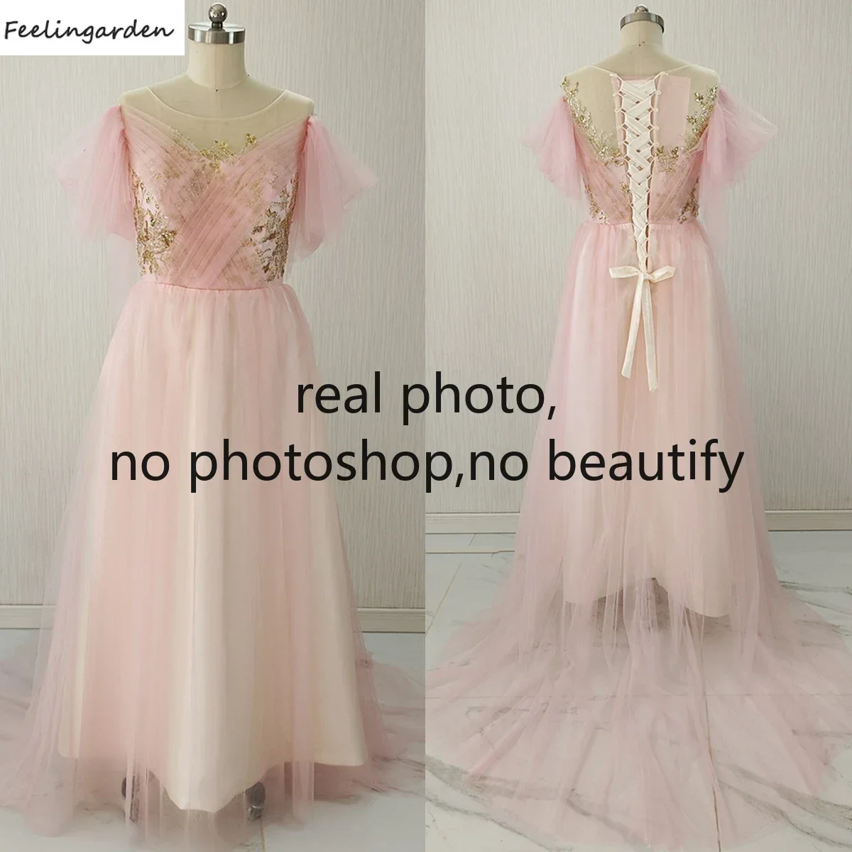 Feelingarden Real Photo Customized Plus size Pink Appliques Beads O-neck A-line Floor Length Trail Woman Party Formal Gown XE062
Feelingarden Real Photo Customized Plus size Pink Appliques Beads O-neck A-line Floor Length Trail Woman Party Formal Gown XE062