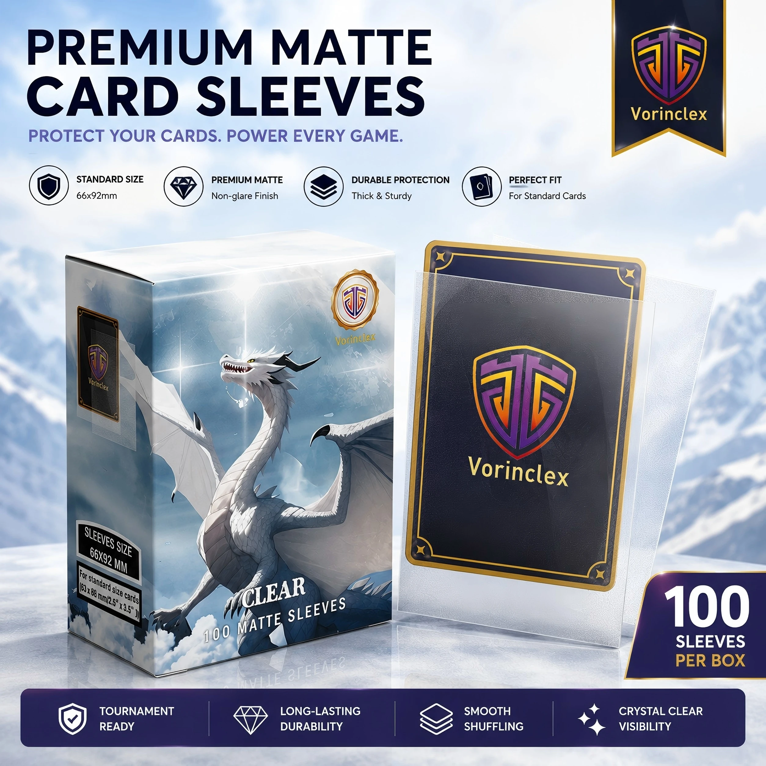100PCS 66X92MM Matte Trading Card Sleeves Game Card Sleeves Standard Size Card Protector for PTCG/MTG (Clear)
100PCS 66X92MM Matte Trading Card Sleeves Game Card Sleeves Standard Size Card Protector for PTCG/MTG (Clear)