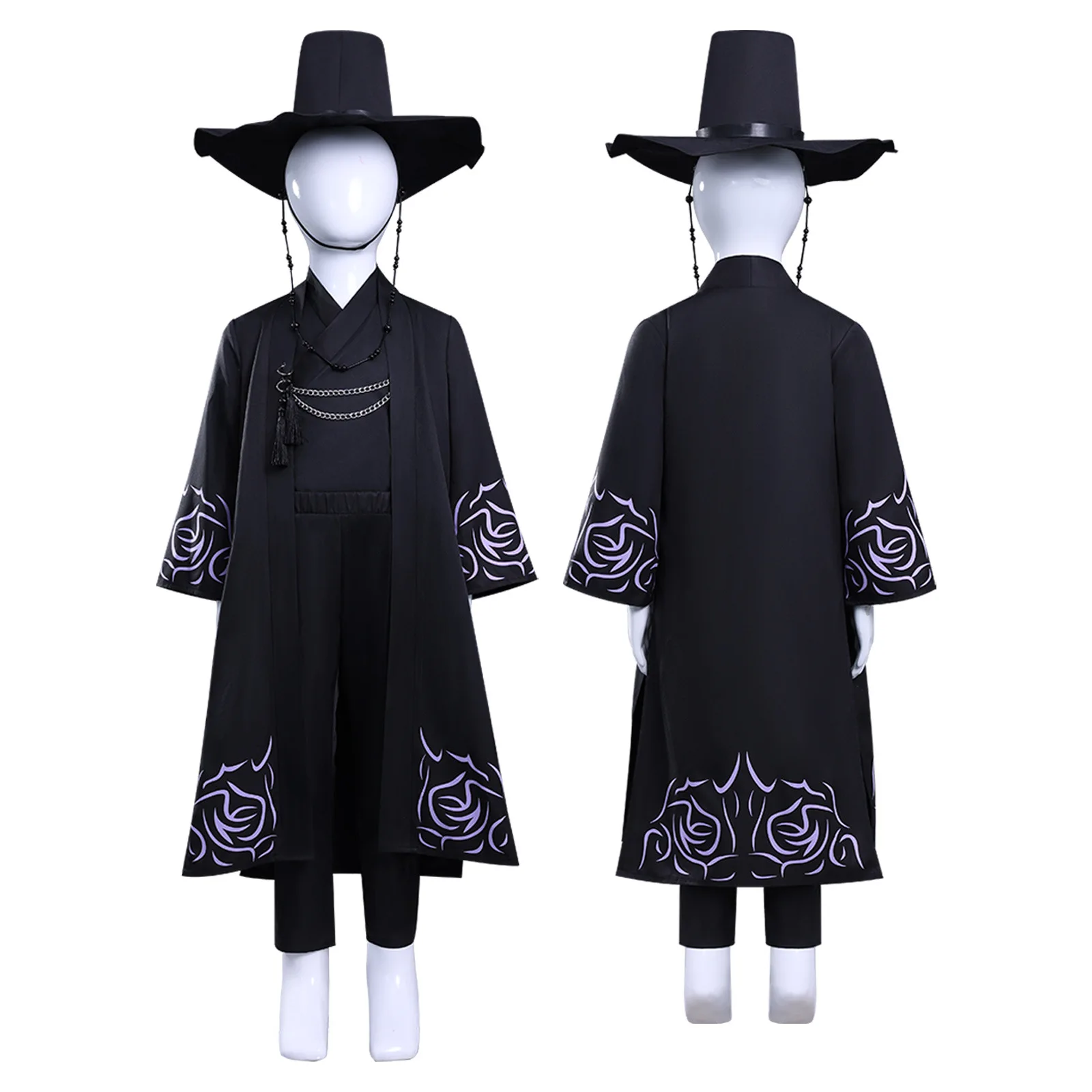 Boys Korean Traditional Style Costume Set, Black Hanbok Outfit with Hat, Halloween Cosplay Party Performance Costume
Boys Korean Traditional Style Costume Set, Black Hanbok Outfit with Hat, Halloween Cosplay Party Performance Costume