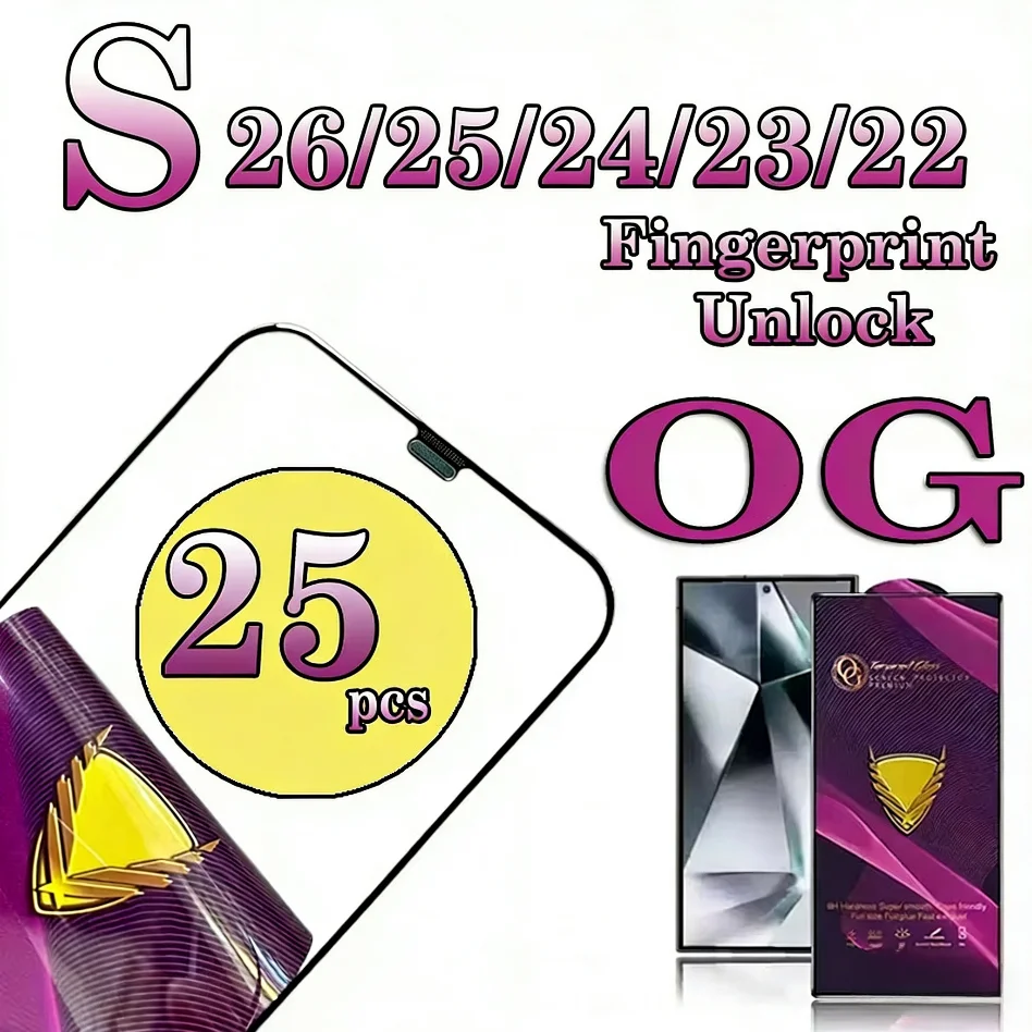 25pcs Golden Armor OG Fingerprint Unlock Tempered Glass For Samsung S26 S25 S24 S23 S22 S21 Plus Ultra 0.18MM Screen Protector
25pcs Golden Armor OG Fingerprint Unlock Tempered Glass For Samsung S26 S25 S24 S23 S22 S21 Plus Ultra 0.18MM Screen Protector