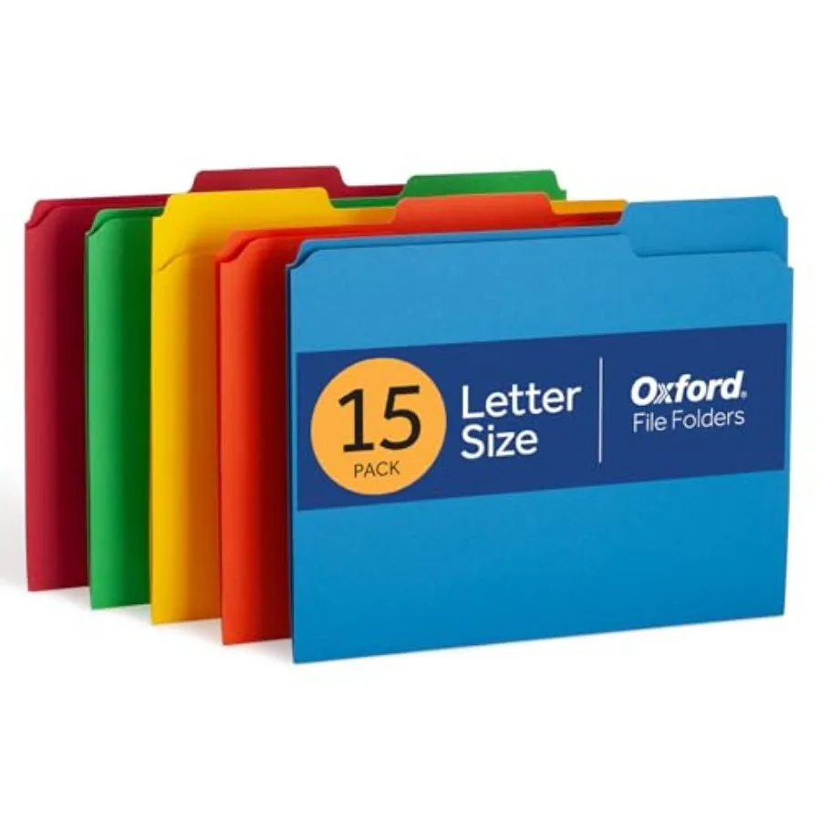 Colored File Folders, 15 Pack, 3 Tabs, 5 Assorted Colors, Letter Size 8.5" x 11",Color-Coding for School, Office and Home Docum
Colored File Folders, 15 Pack, 3 Tabs, 5 Assorted Colors, Letter Size 8.5" x 11",Color-Coding for School, Office and Home Docum