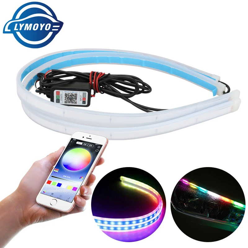 2pcs 30/45/60cm Car Daytime Running Lights Turn Signal Lamp RGB Decorative lights Strip APP Control DRL Flowing Driving lights
2pcs 30/45/60cm Car Daytime Running Lights Turn Signal Lamp RGB Decorative lights Strip APP Control DRL Flowing Driving lights