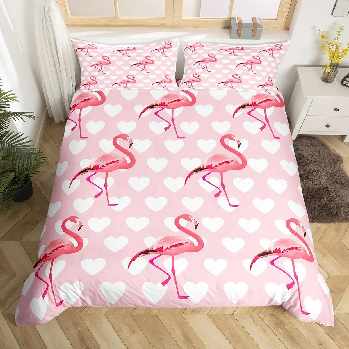 Girls Flamingo Bedding Set, Tropical Animal Flamingo Duvet Cover Romantic Style Comforter Cover Lovely Wild Animal Quilt Cover
Girls Flamingo Bedding Set, Tropical Animal Flamingo Duvet Cover Romantic Style Comforter Cover Lovely Wild Animal Quilt Cover
