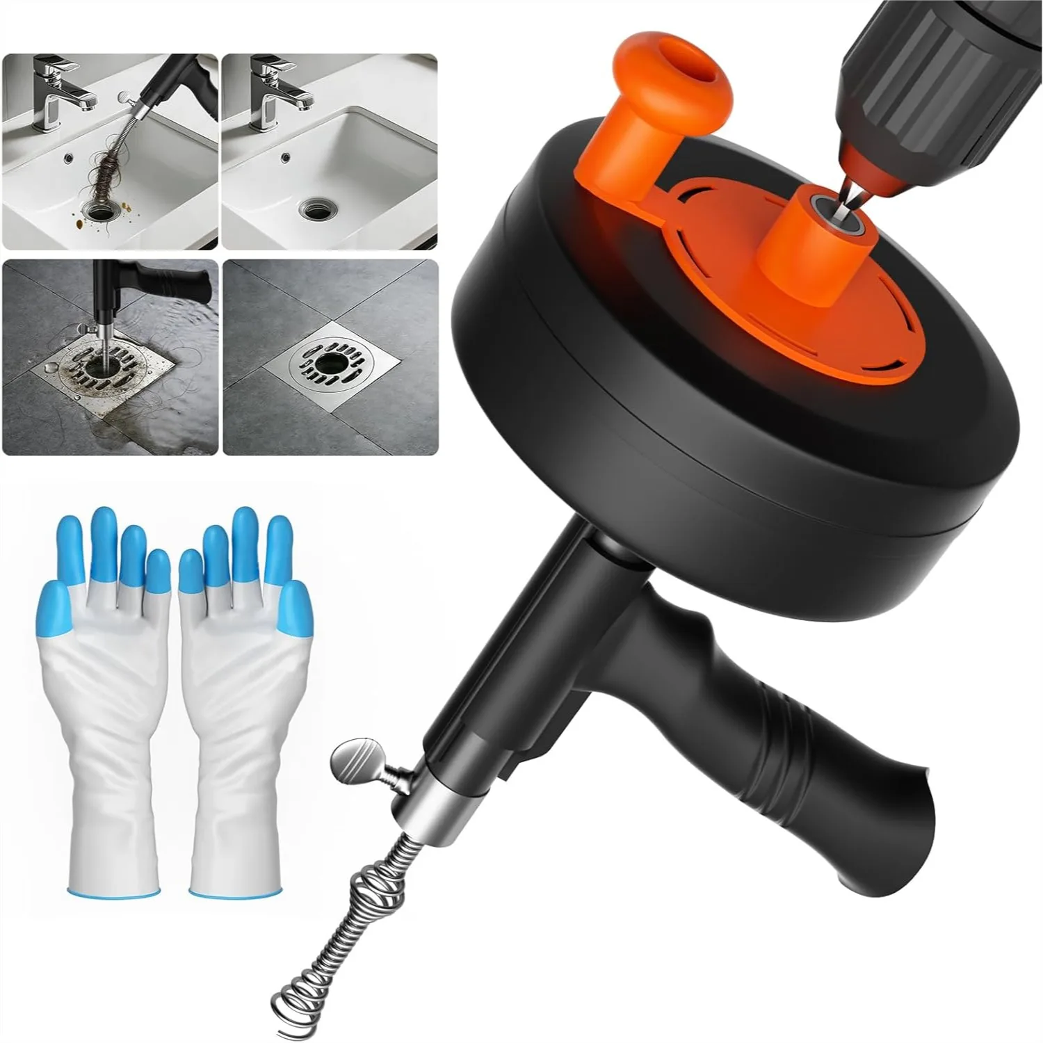 25FT Heavy Duty Drain Auger, Professional Plumbing Snake with Power Drill & Manual Crank for Kitchen Sink, Bathroom & Shower
25FT Heavy Duty Drain Auger, Professional Plumbing Snake with Power Drill & Manual Crank for Kitchen Sink, Bathroom & Shower