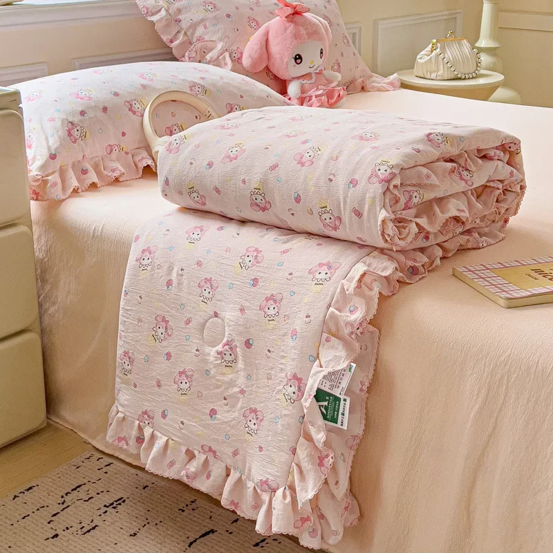 Korean Quilt with Lace and Ruffle Pure Cotton Patchwork Comforter for Summer Skin-Friendly Breathable Cooling Blanket for Home
Korean Quilt with Lace and Ruffle Pure Cotton Patchwork Comforter for Summer Skin-Friendly Breathable Cooling Blanket for Home