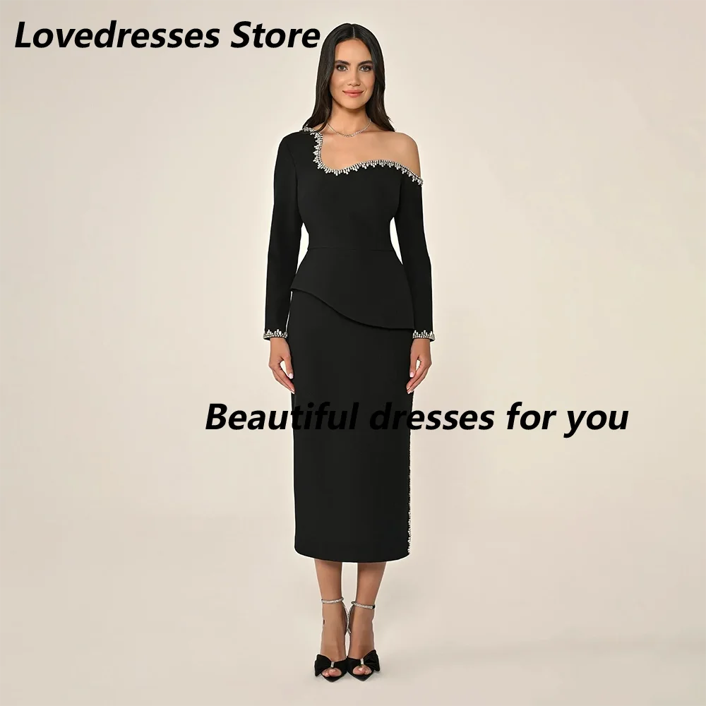 Evening Dress for Women Long Sleeves Column Midi Evening Gowns Tea Length One Shoulder Elegant Wedding Guest Gown Customized
Evening Dress for Women Long Sleeves Column Midi Evening Gowns Tea Length One Shoulder Elegant Wedding Guest Gown Customized