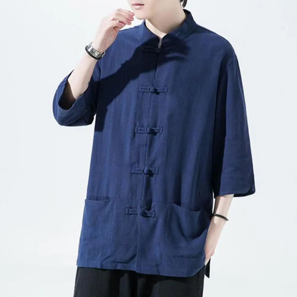 Autumn Men Shirt Chinese Style Mandarin Collar Long Sleeve Pocket Men Shirt Traditional Kung Fu Disc Button Tang Tops for Party
Autumn Men Shirt Chinese Style Mandarin Collar Long Sleeve Pocket Men Shirt Traditional Kung Fu Disc Button Tang Tops for Party