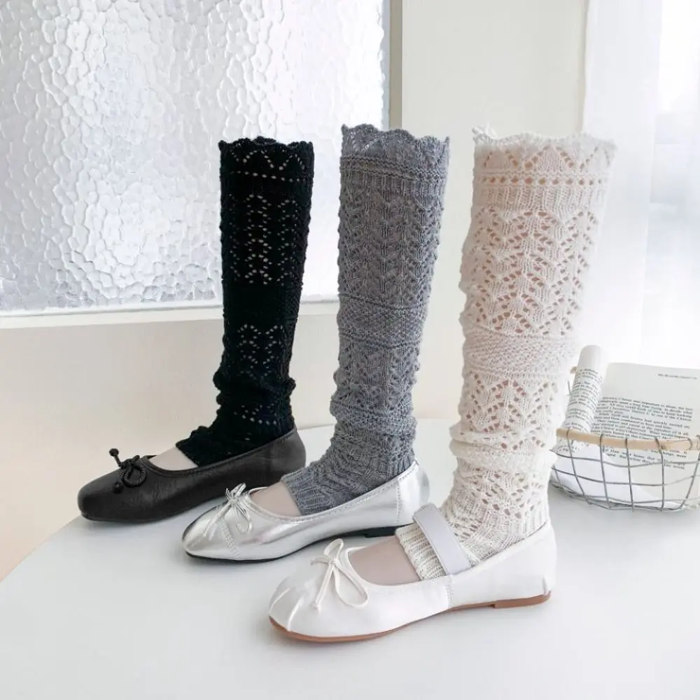 Trendy Y2k JK Calf Long Socks Leg Warmers Lolita Balletcore Stockings Hollow Out Sweet Knit Knee High Socks Women 
Trendy Y2k JK Calf Long Socks Leg Warmers Lolita Balletcore Stockings Hollow Out Sweet Knit Knee High Socks Women