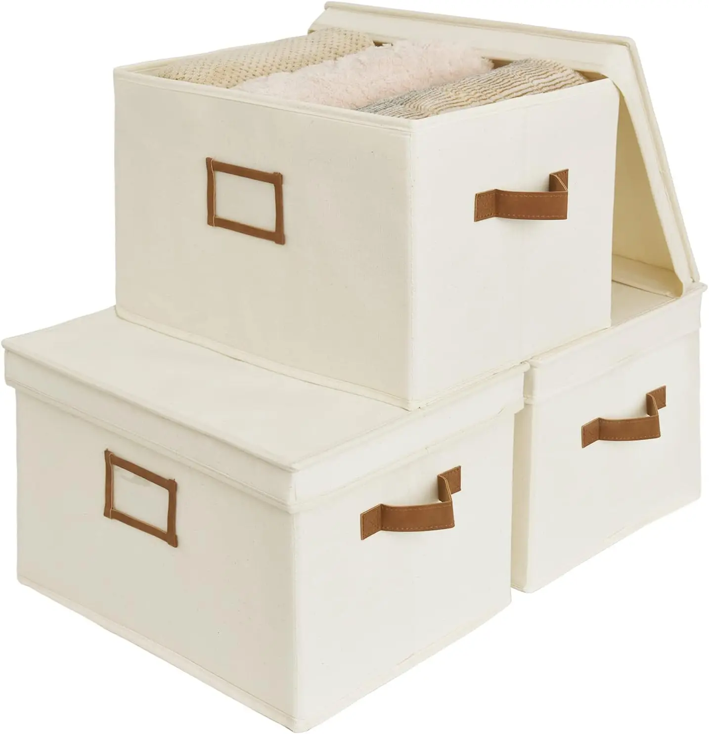 32L Storage Bins with Lids, Decorative Boxes for Closet, Baskets with Strong PU Handles, Hand Wash, Canvas, Ivory White, Jumbo,
32L Storage Bins with Lids, Decorative Boxes for Closet, Baskets with Strong PU Handles, Hand Wash, Canvas, Ivory White, Jumbo,
