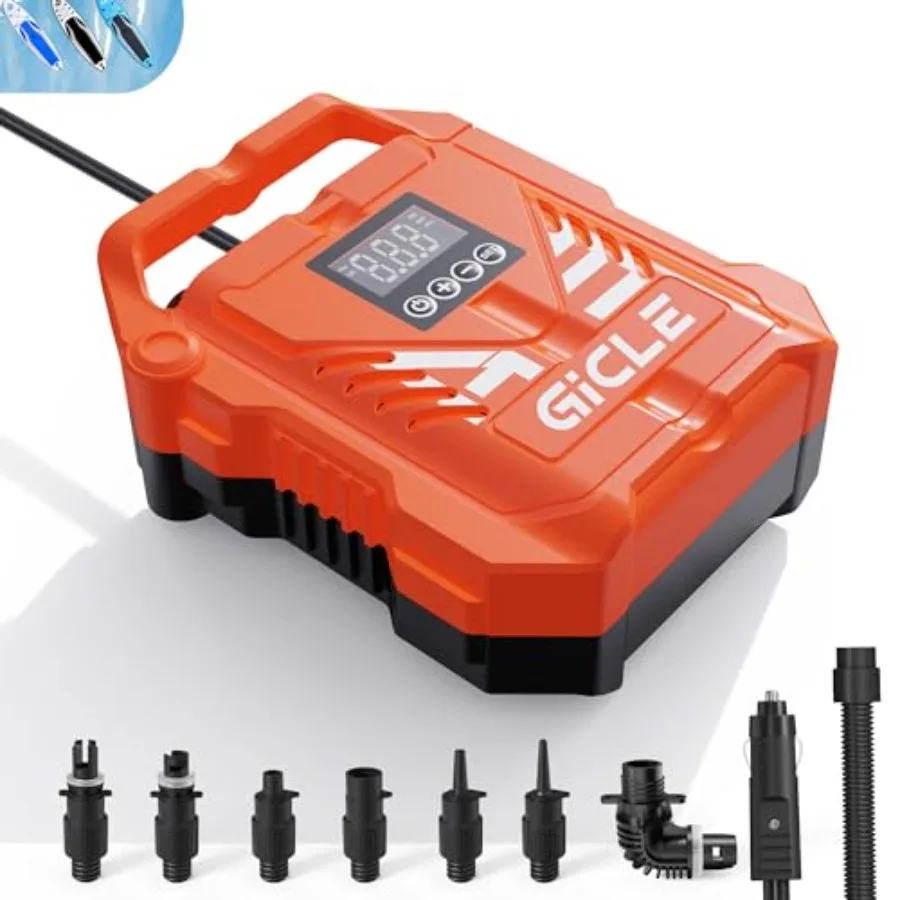 GICLE Paddle Board Pump Electric Portable with 12V DC Car Connector22PSI Electric SUP Pump for Inflatebles Paddleboard Bed Matt
GICLE Paddle Board Pump Electric Portable with 12V DC Car Connector22PSI Electric SUP Pump for Inflatebles Paddleboard Bed Matt