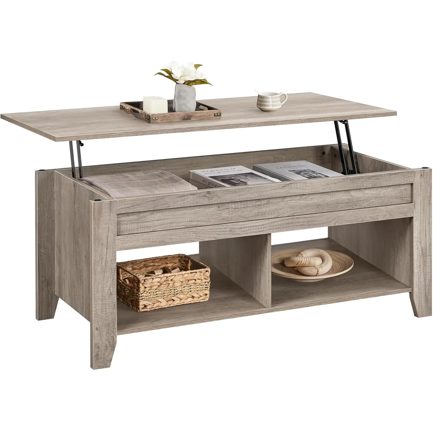 Gray Coffee Table, Lift Top Coffee Table w/Hidden Storage Compartment & 2 Open Shelves, Pop Up Center Table for, Customized
Gray Coffee Table, Lift Top Coffee Table w/Hidden Storage Compartment & 2 Open Shelves, Pop Up Center Table for, Customized
