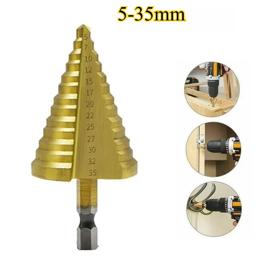 5-35MM HSS Titanium Core Step Drill Tool 13 Steps Multiple Hole Cone Drill Bits Spiral Grooved Drill for Steel Wood Metal
5-35MM HSS Titanium Core Step Drill Tool 13 Steps Multiple Hole Cone Drill Bits Spiral Grooved Drill for Steel Wood Metal