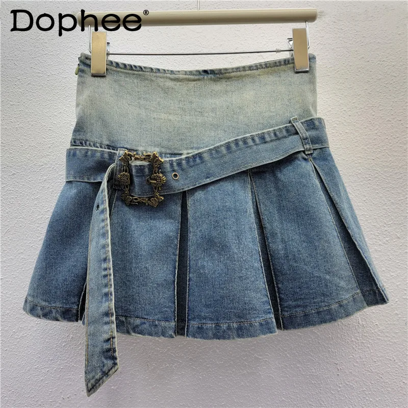 Retro Gradual Change Color Pleated Skirt Women 2025 Spring New Denim Skirt High Waist A Line Mini Skirt Korean Fashion Clothing
Retro Gradual Change Color Pleated Skirt Women 2025 Spring New Denim Skirt High Waist A Line Mini Skirt Korean Fashion Clothing