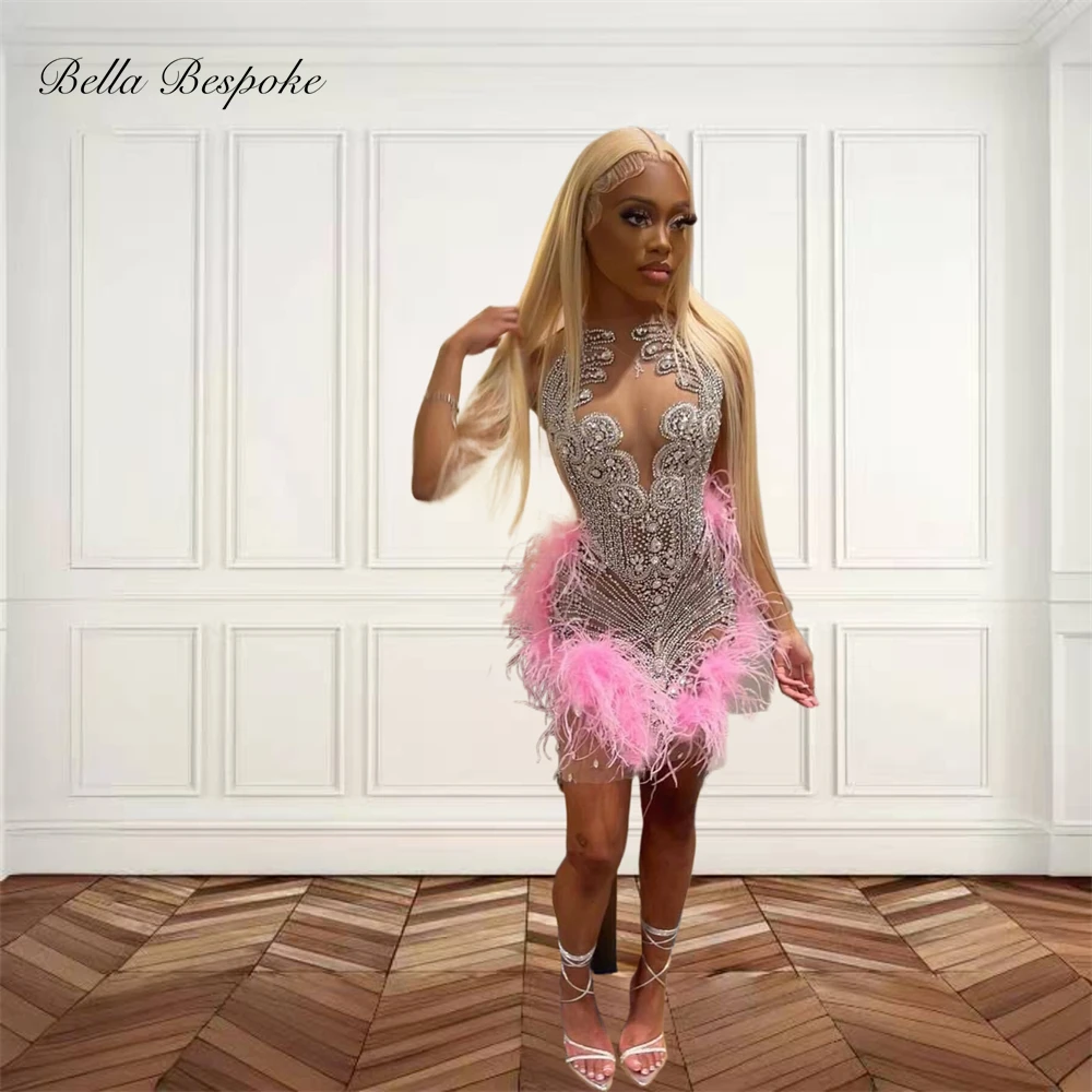 Pink O N Bead Crystal Short Prom Dresses Black Girls Rhinestone 2024 Birthday Luxury Dress Feathers Celebrity Dresses Customized
Pink O N Bead Crystal Short Prom Dresses Black Girls Rhinestone 2024 Birthday Luxury Dress Feathers Celebrity Dresses Customized