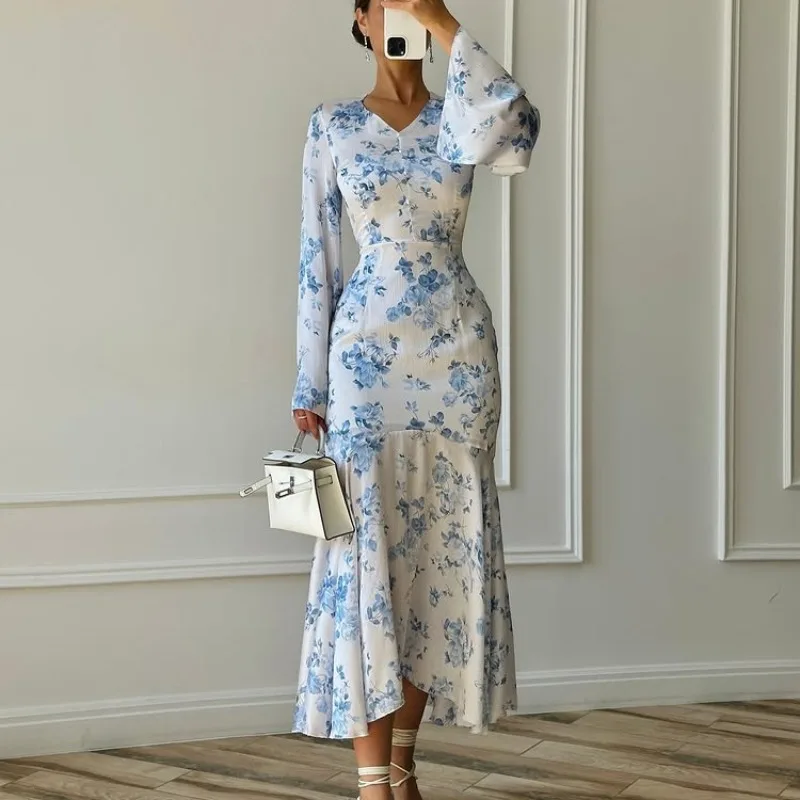 Tsiisd Elegant Women's Floral Long Dress V Neck Lace-Up High Waist Ruffle Romantic Evening Party Dress Women's Clothing Dresses
Tsiisd Elegant Women's Floral Long Dress V Neck Lace-Up High Waist Ruffle Romantic Evening Party Dress Women's Clothing Dresses