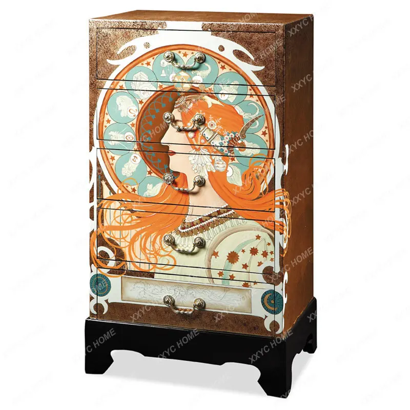 Gold Foil Painted Villa Storage Storage Chest of Drawers Cabinet Art Decorative Cabinet
Gold Foil Painted Villa Storage Storage Chest of Drawers Cabinet Art Decorative Cabinet