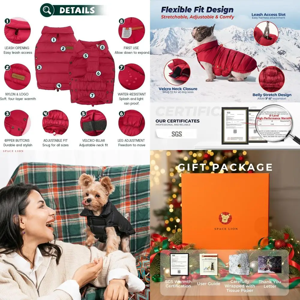 Puer Tea-Inspired Winter Dog Coat, Durable for Outdoors, Lightweight & Adjustable, Ideal for Medium to Large Dogs, Red, Size 16
Puer Tea-Inspired Winter Dog Coat, Durable for Outdoors, Lightweight & Adjustable, Ideal for Medium to Large Dogs, Red, Size 16