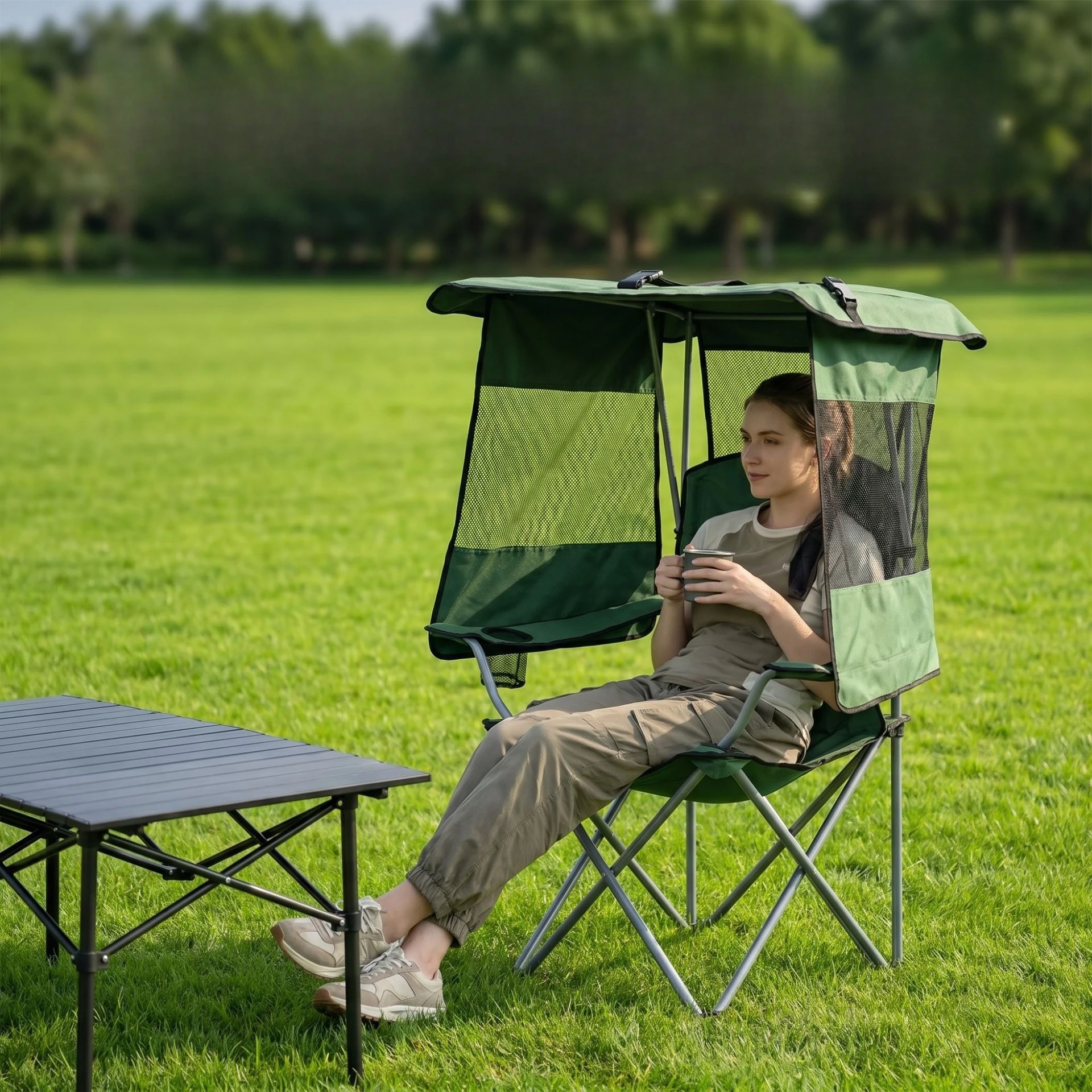 PYH Outdoor Folding Chair Fishing Moon Chair Ceiling Sun Protection Camping Chair Folding with Backrest
PYH Outdoor Folding Chair Fishing Moon Chair Ceiling Sun Protection Camping Chair Folding with Backrest
