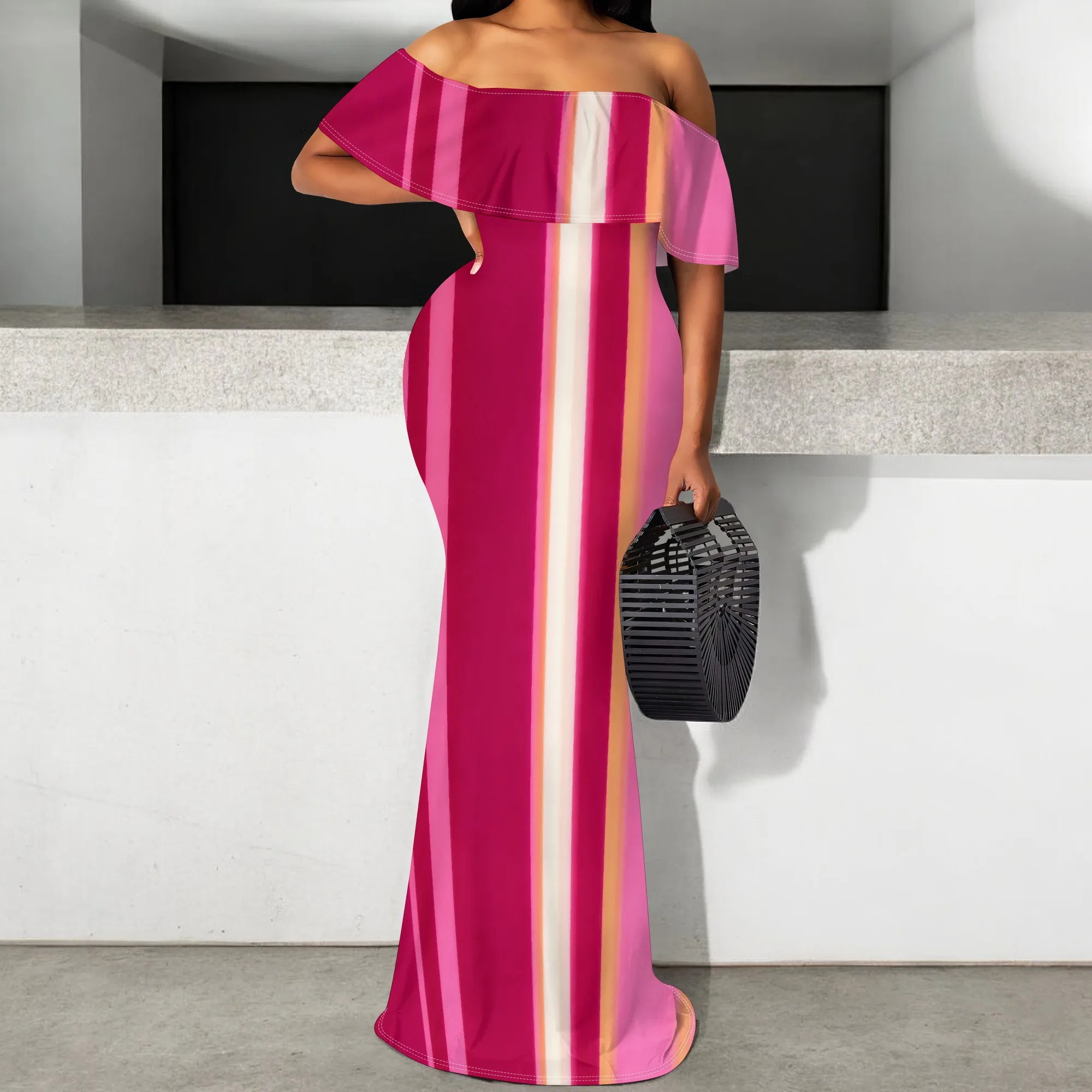 Striped Print Off Shoulder Maxi Dress Women Bodycon Ruffle High Waist Summer Party Club Dress 2025
Striped Print Off Shoulder Maxi Dress Women Bodycon Ruffle High Waist Summer Party Club Dress 2025