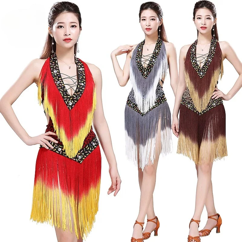 New leopard print Latin dance clothes adult women gradually change tassel sexy dress professional competition performance clothe
New leopard print Latin dance clothes adult women gradually change tassel sexy dress professional competition performance clothe