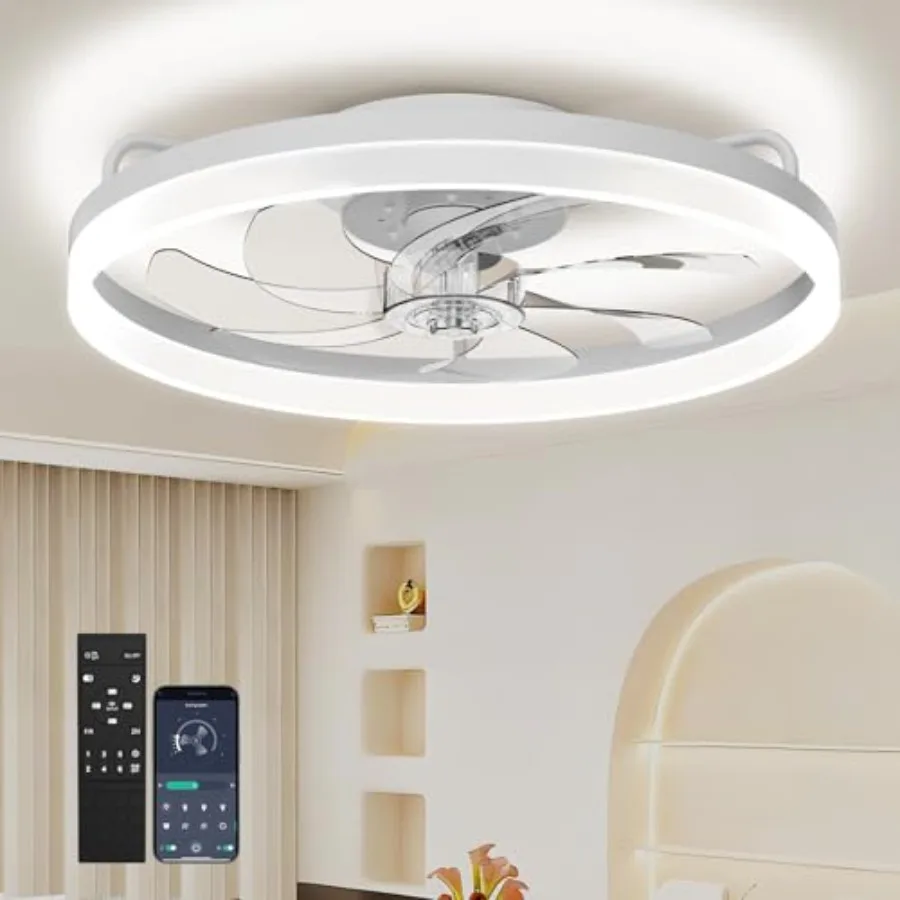 20'' Ceiling Fans with Lights and Remote Low Profile Flush Mount Upgrade 7-Blade Ceiling Fan with Light 3000K-6500K Dimmable Mo
20'' Ceiling Fans with Lights and Remote Low Profile Flush Mount Upgrade 7-Blade Ceiling Fan with Light 3000K-6500K Dimmable Mo