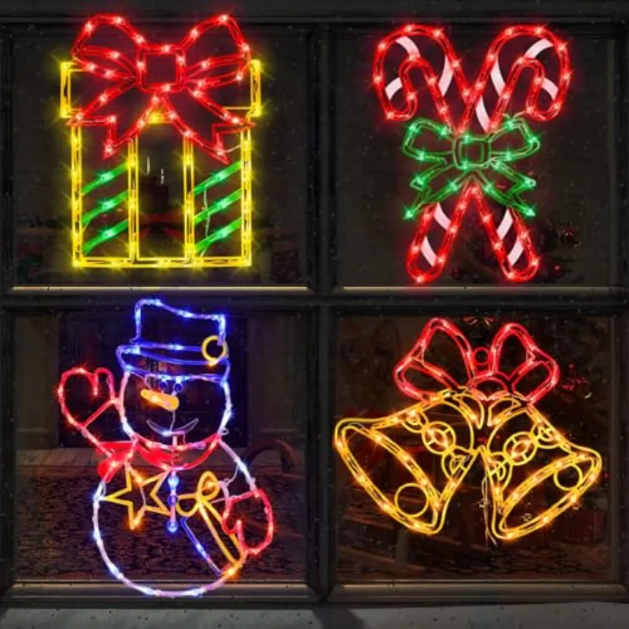 Christmas Decorations - 16" Christmas Window Silhouette Lights - 4 Pack Colour Lighted Snowman Candy Cane Bell for Holiday Indo
Christmas Decorations - 16" Christmas Window Silhouette Lights - 4 Pack Colour Lighted Snowman Candy Cane Bell for Holiday Indo
