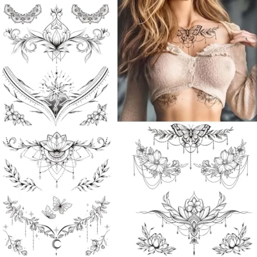 0 Seets Lar Black Flower Cest Underboob Temporary Tattoos Women andW Back Fake Tattoos girl Adults, Realistic Mandala Flower
0 Seets Lar Black Flower Cest Underboob Temporary Tattoos Women andW Back Fake Tattoos girl Adults, Realistic Mandala Flower