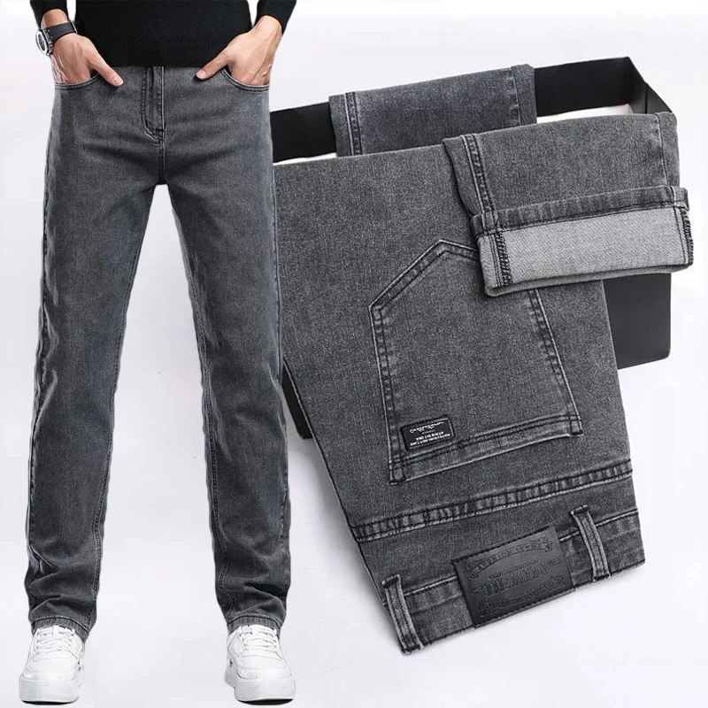 2026 Spring Summer Men's Slim Fit Elastic Jeans Gray Comfortable Casual Denim Pants Korean Business Work Straight Black Trousers
2026 Spring Summer Men's Slim Fit Elastic Jeans Gray Comfortable Casual Denim Pants Korean Business Work Straight Black Trousers