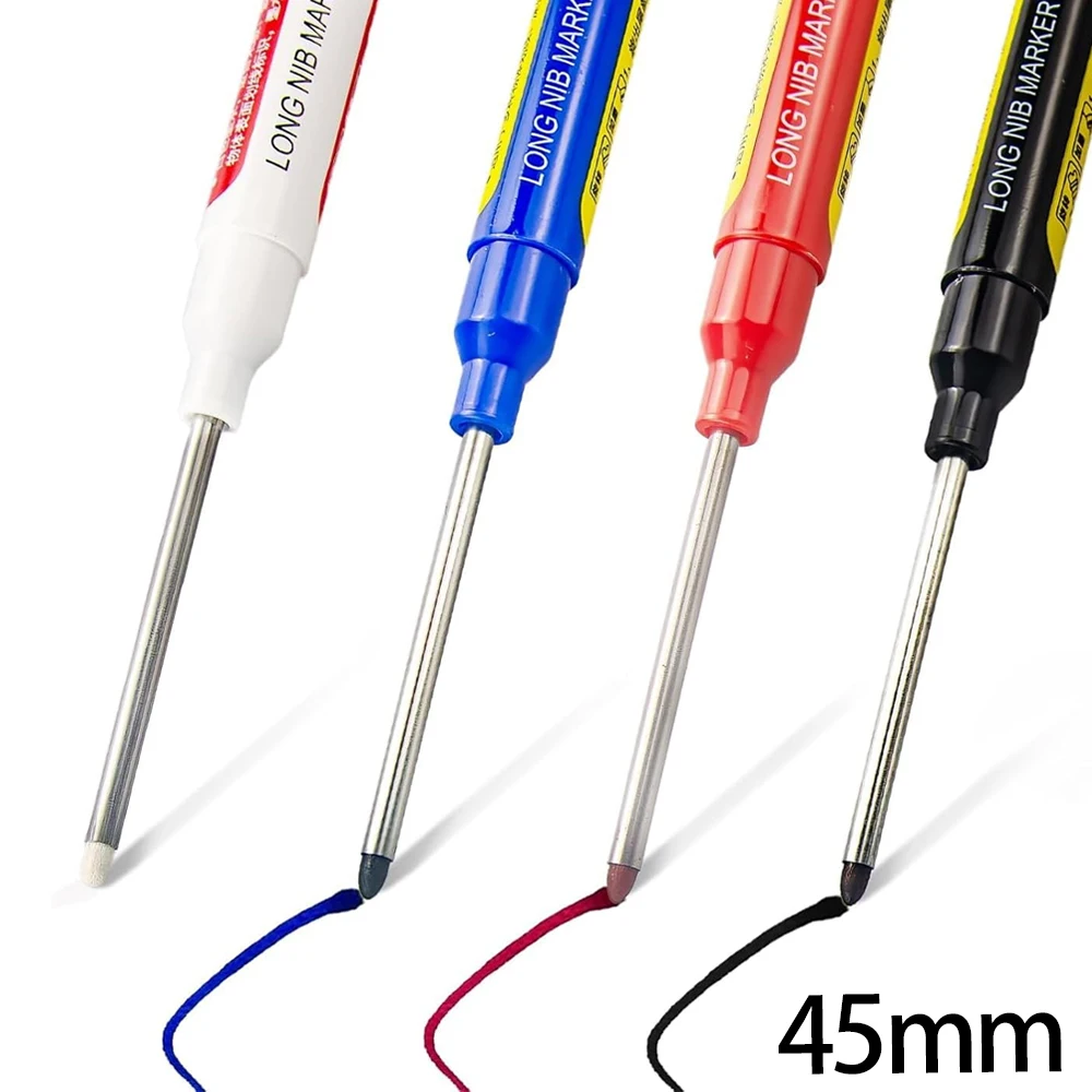 4-40Pcs White/Black/Blue/Red 45mm Deep Hole Marker Pens Long Nib Head Carpenter Pen Waterproof for Measuring Woodworking Office
4-40Pcs White/Black/Blue/Red 45mm Deep Hole Marker Pens Long Nib Head Carpenter Pen Waterproof for Measuring Woodworking Office