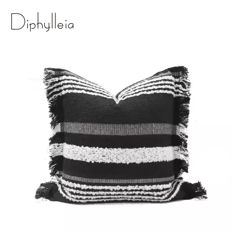 Diphylleia Black Gray White Stripes Decorative Cushion Cover With Fringes Luxury Boho Pillow Case Ins Medieval Style Home Decor
Diphylleia Black Gray White Stripes Decorative Cushion Cover With Fringes Luxury Boho Pillow Case Ins Medieval Style Home Decor