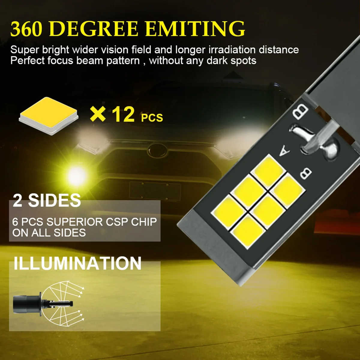 Fog Light Bulb LED Amber+White Dual Color For Trucks Cars Lamps DRL Lights Kit Bulbs 9-32V 30W 3000LM-A08Q
Fog Light Bulb LED Amber+White Dual Color For Trucks Cars Lamps DRL Lights Kit Bulbs 9-32V 30W 3000LM-A08Q