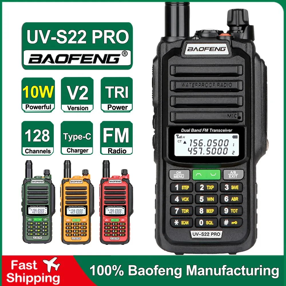Baofeng UV-S22 Pro V2 10 Вт IP68 Водонепроницаемая рация Двухдиапазонная радиостанция VHF UHF CB Ham Radio UV-9R Plus Портативная двусторонняя радиостанция
Baofeng UV-S22 Pro V2 10 Вт IP68 Водонепроницаемая рация Двухдиапазонная радиостанция VHF UHF CB Ham Radio UV-9R Plus Портативная двусторонняя радиостанция