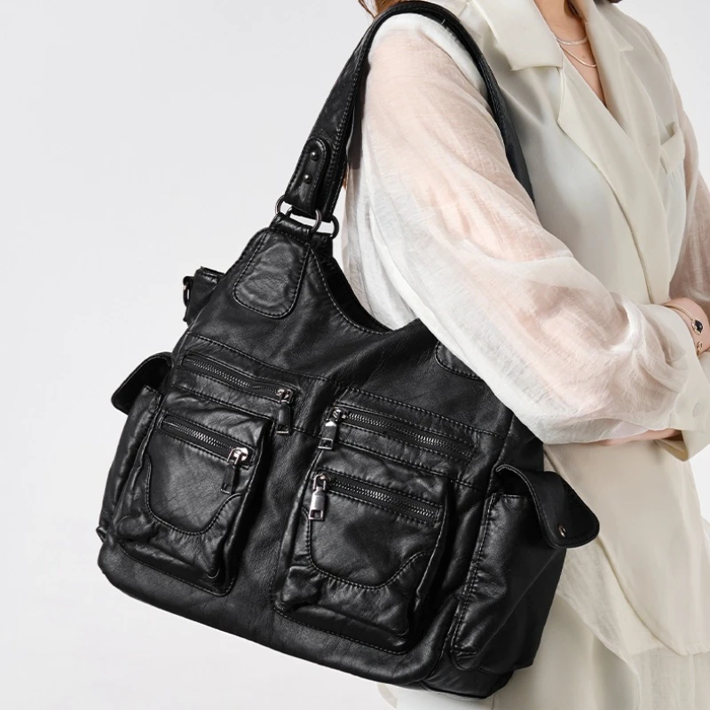 Retro High-End Multi-Pocket Zipper Tote Handbag, y2k Unisex Top Handle Shoulder Crossbody Bag for Work & Travel
Retro High-End Multi-Pocket Zipper Tote Handbag, y2k Unisex Top Handle Shoulder Crossbody Bag for Work & Travel