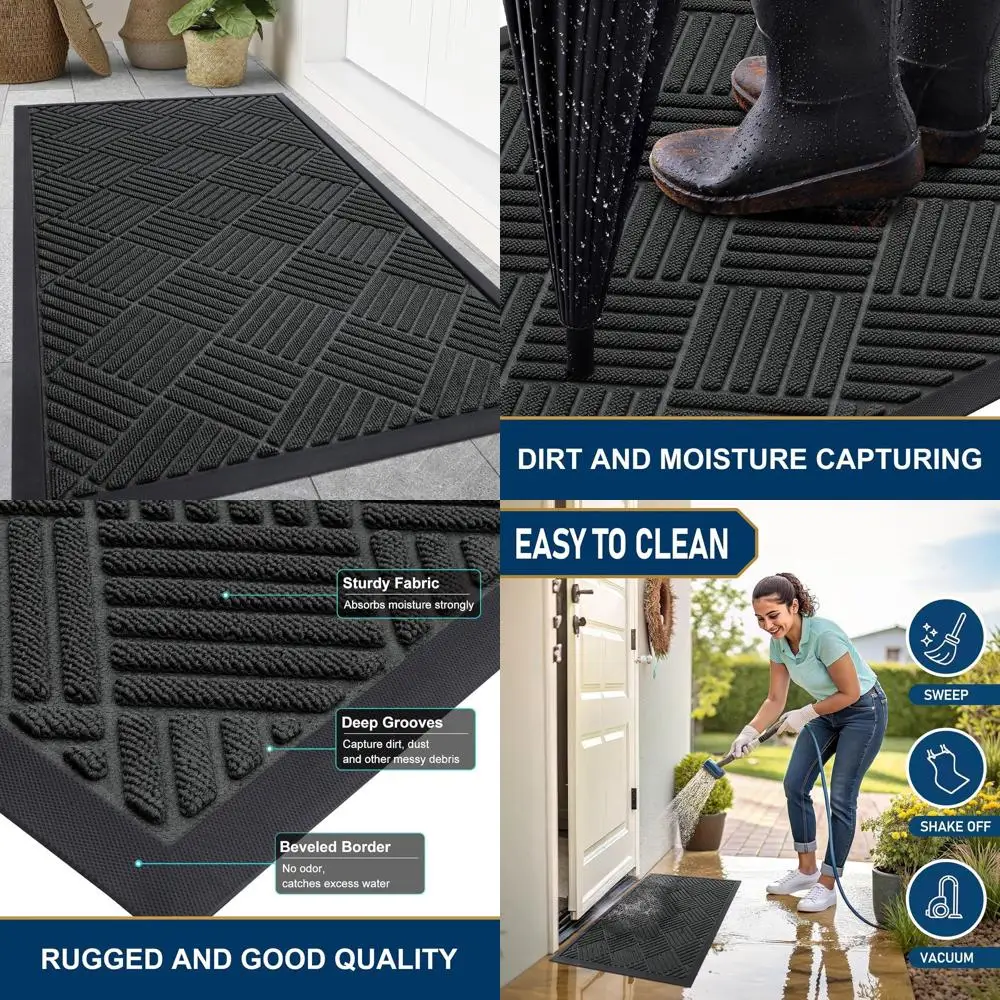 Прочный коврик из натурального каучука для улицы и дома, нескользящий, удерживает грязь и влагу, легко чистится, 47x32 дюйма, черный
Прочный коврик из натурального каучука для улицы и дома, нескользящий, удерживает грязь и влагу, легко чистится, 47x32 дюйма, черный