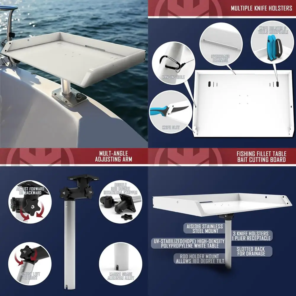 Boat Fishing Cutting Board with Rod Holder, Plier Storage, and Knife Slot for Clean Fish Preparation
Boat Fishing Cutting Board with Rod Holder, Plier Storage, and Knife Slot for Clean Fish Preparation