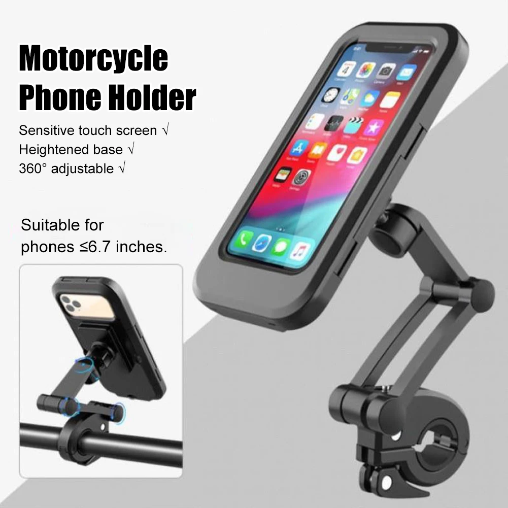 Universal Motorcycle Phone Mount Waterproof Hard Shell Phone Case Holder 360° Adjustable Bike Cellphone Holder Up to 6.7 inches
Universal Motorcycle Phone Mount Waterproof Hard Shell Phone Case Holder 360° Adjustable Bike Cellphone Holder Up to 6.7 inches