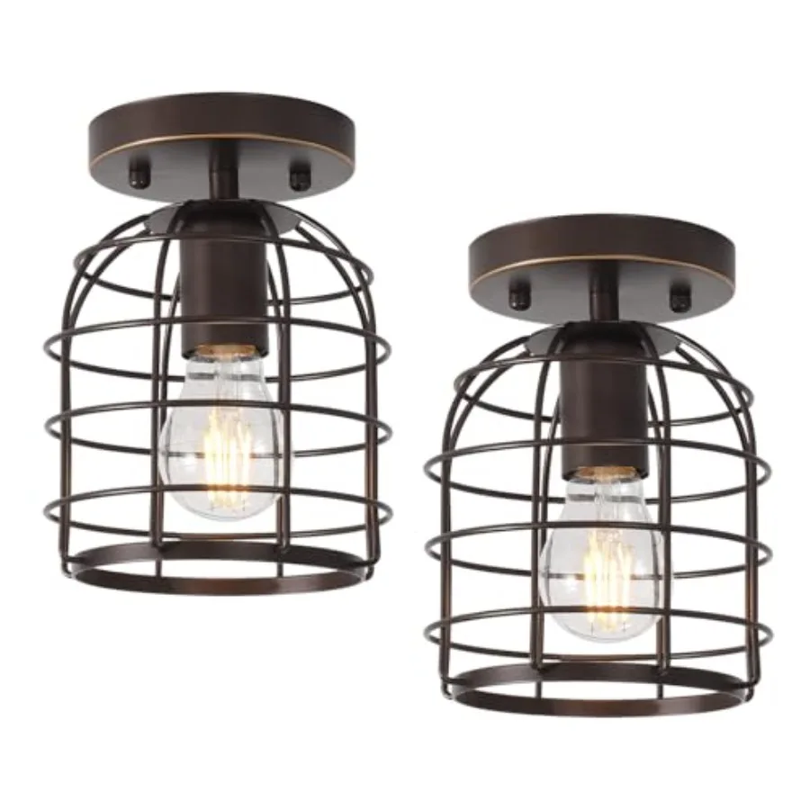 ® Industrial Vintage Flush Mount Ceiling Light, Rustic Metal Cage Semi Flush Mount Ceiling Lamp Fixture for Hallway Stairway Ki
® Industrial Vintage Flush Mount Ceiling Light, Rustic Metal Cage Semi Flush Mount Ceiling Lamp Fixture for Hallway Stairway Ki