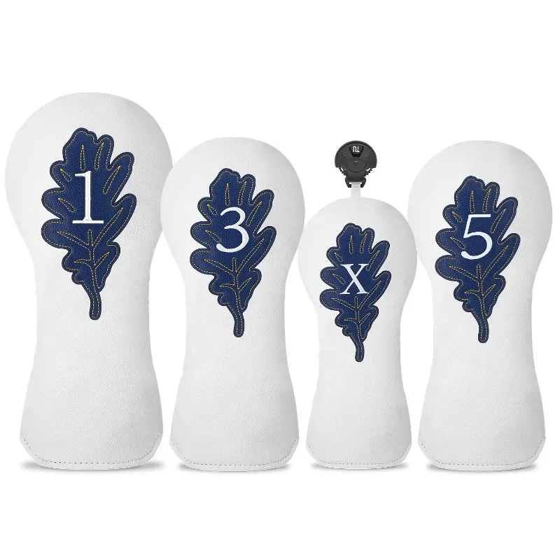 Golf Club and Pusher Head Cover - Ultra Durable Synthetic Material, White, with Leaf Pattern, Golf Accessories
Golf Club and Pusher Head Cover - Ultra Durable Synthetic Material, White, with Leaf Pattern, Golf Accessories