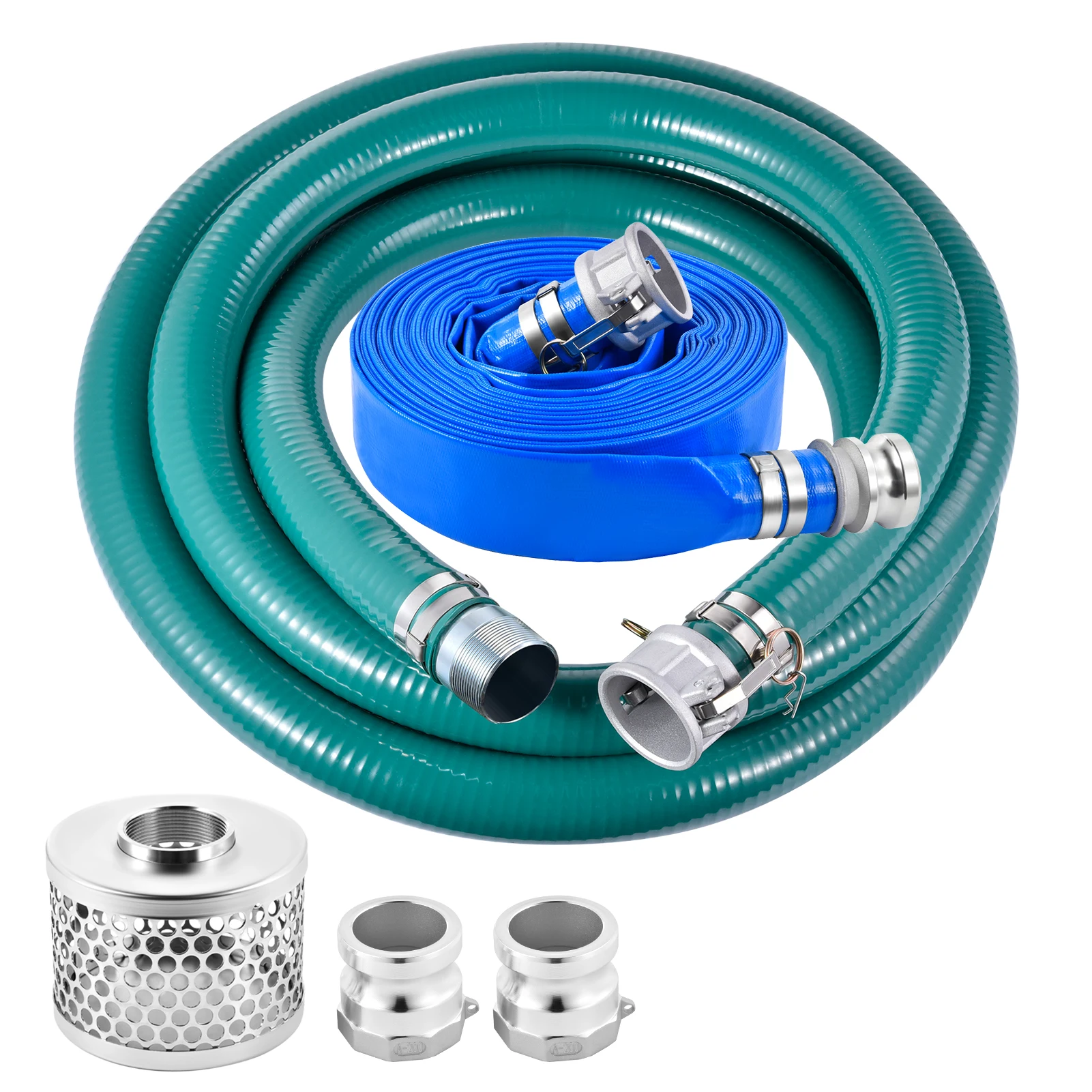 Suction Hose Pump Kit, Includes 65Ft PVC Discharge Tube, 20Ft Suction Tube, Round Hole Suction Strainer, Cam and Groove Adapter
Suction Hose Pump Kit, Includes 65Ft PVC Discharge Tube, 20Ft Suction Tube, Round Hole Suction Strainer, Cam and Groove Adapter