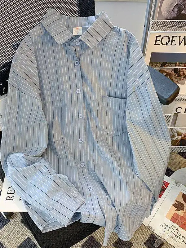 plus Size 300 Pounds Blue Vertical Stripes Shirt Women's Spring Thin Lazy Style Long Sleeve Collar Outerwear Casual Loos...
plus Size 300 Pounds Blue Vertical Stripes Shirt Women's Spring Thin Lazy Style Long Sleeve Collar Outerwear Casual Loos...