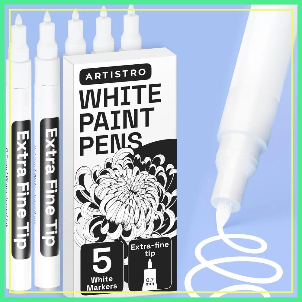 5 White Paint Pens for Rock, Glass, Ceramic, Wood, Tire, Fabric, Metal, Canvas - Acrylic Markers Water-Based
5 White Paint Pens for Rock, Glass, Ceramic, Wood, Tire, Fabric, Metal, Canvas - Acrylic Markers Water-Based