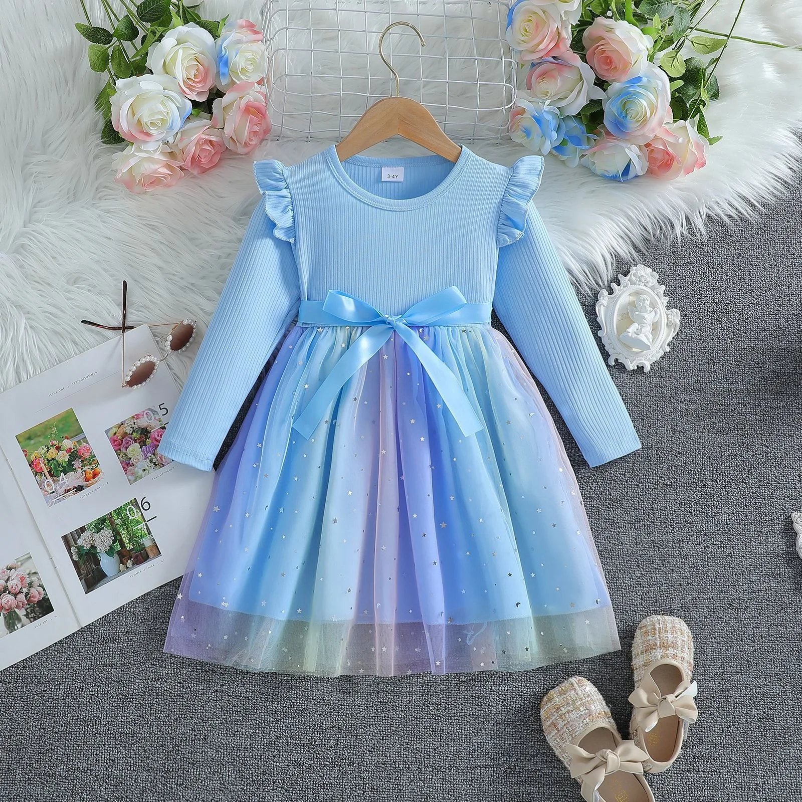 2025 New Girls Dress Blue Princess Dress Kids Clothes Birthday Party Dress Pink Long-sleeved for Children Fashion Rainbow 1-8Y
2025 New Girls Dress Blue Princess Dress Kids Clothes Birthday Party Dress Pink Long-sleeved for Children Fashion Rainbow 1-8Y