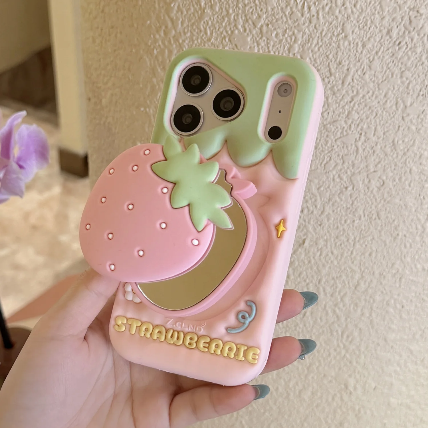 Telescopic Bracket Cute 3D Strawberry Mirror Phone Case Soft Silicone Shockproof Back Cover For iPhone 17 16 15 14 13 / Pro Max
Telescopic Bracket Cute 3D Strawberry Mirror Phone Case Soft Silicone Shockproof Back Cover For iPhone 17 16 15 14 13 / Pro Max