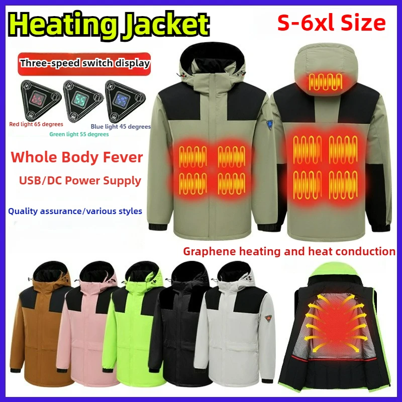 360 ° Heating Jacket Men USB/DC Temperature Control Graphene Heat Storage Waterproof Coat Winter Hiking Ski Cotton Warm Padding
360 ° Heating Jacket Men USB/DC Temperature Control Graphene Heat Storage Waterproof Coat Winter Hiking Ski Cotton Warm Padding