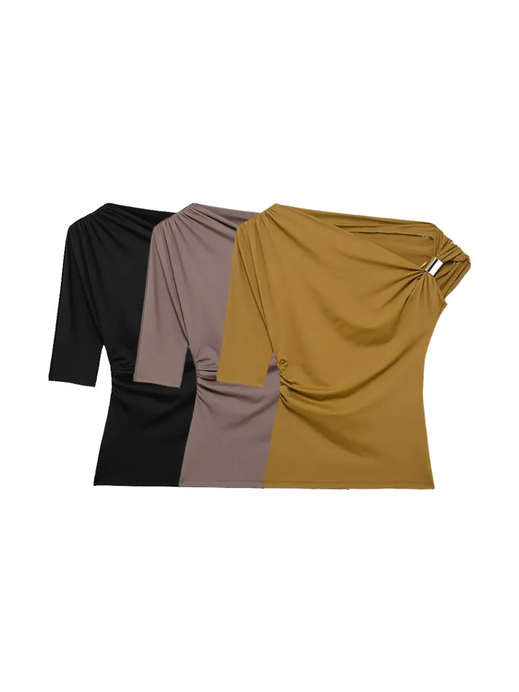 TRZA Asymmetric Blouse for Women Fashion Metal Applique One Cap Sleeve & One Short Sleeve Chic Top Female Shirts
TRZA Asymmetric Blouse for Women Fashion Metal Applique One Cap Sleeve & One Short Sleeve Chic Top Female Shirts