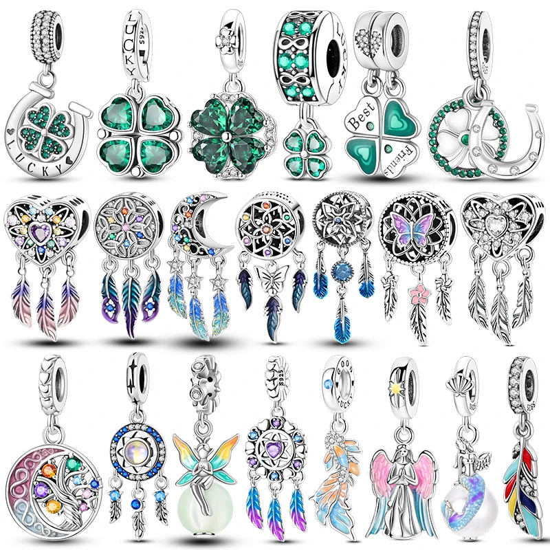 charms plata de ley 925 Wish for Good Luck Four Leaf Clovers Dreamcatchers Pendant Bead Fits 3mm Bracelet Necklace Women Jewelry
charms plata de ley 925 Wish for Good Luck Four Leaf Clovers Dreamcatchers Pendant Bead Fits 3mm Bracelet Necklace Women Jewelry