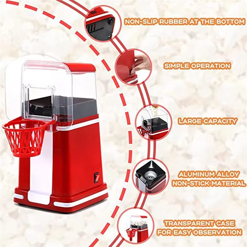 AC93-Mini Popcorn Machine Hot Air Popcorn Popper Maker Automatic Butter Snack Appliance For Home Kitchen Movie Christmas
AC93-Mini Popcorn Machine Hot Air Popcorn Popper Maker Automatic Butter Snack Appliance For Home Kitchen Movie Christmas